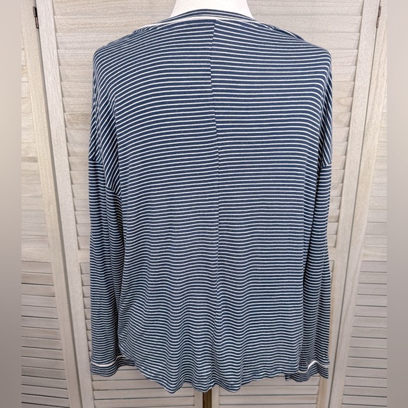 STARS ABOVE Soft Striped Long Sleeve Pajama Top Navy/White-Large - Picture 2 of 2